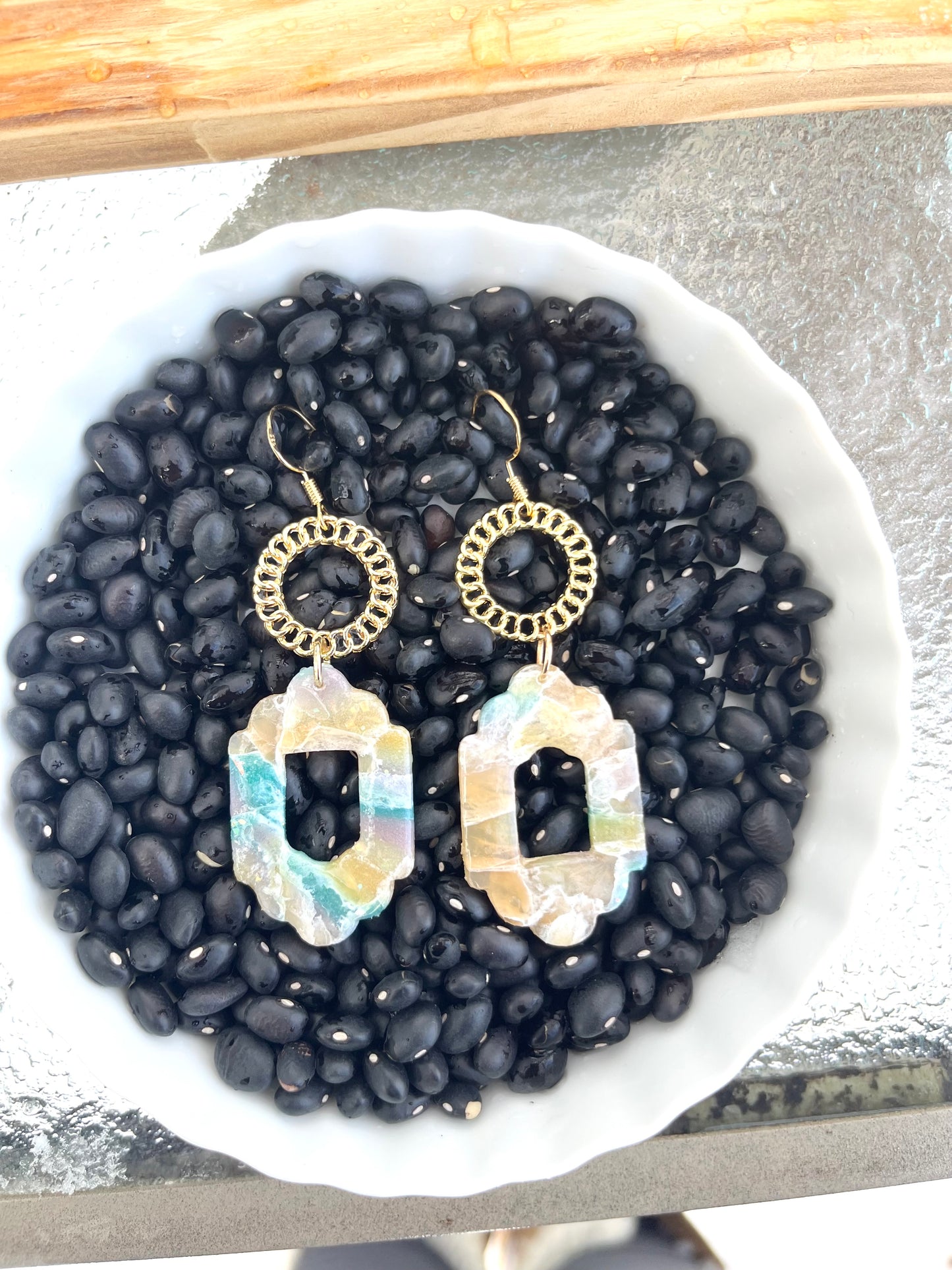 Aztec Faux Stone and Circle Dangle earrings