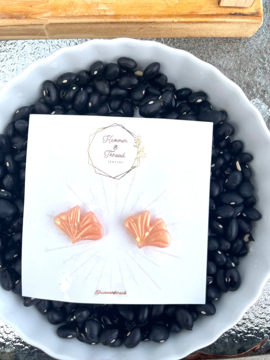 Rosy Golden Ginko Studs