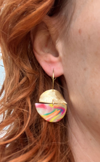 Rainbow Semi Circle Dangle Earrings