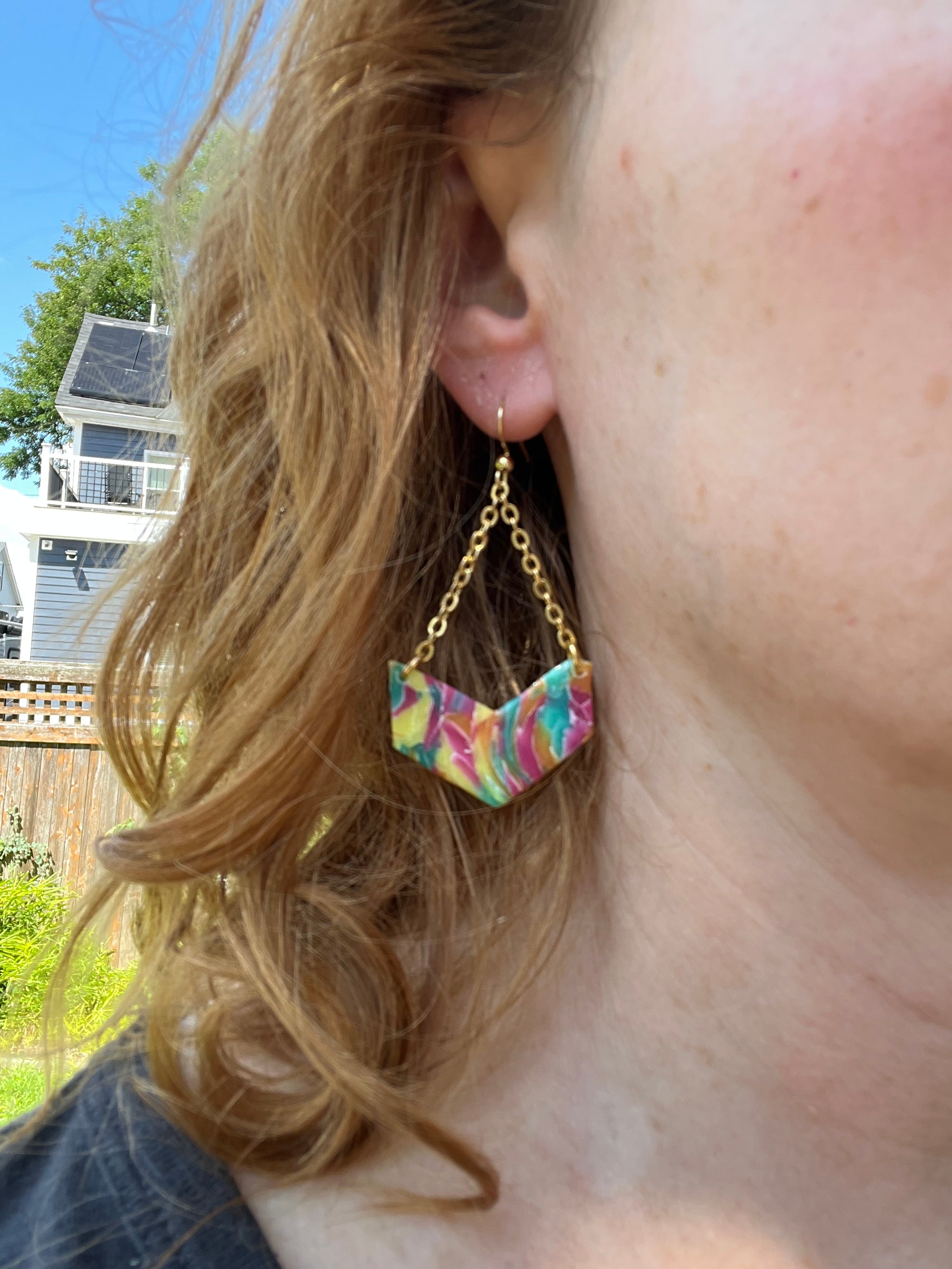 Chevron & Brass Chain Dangles