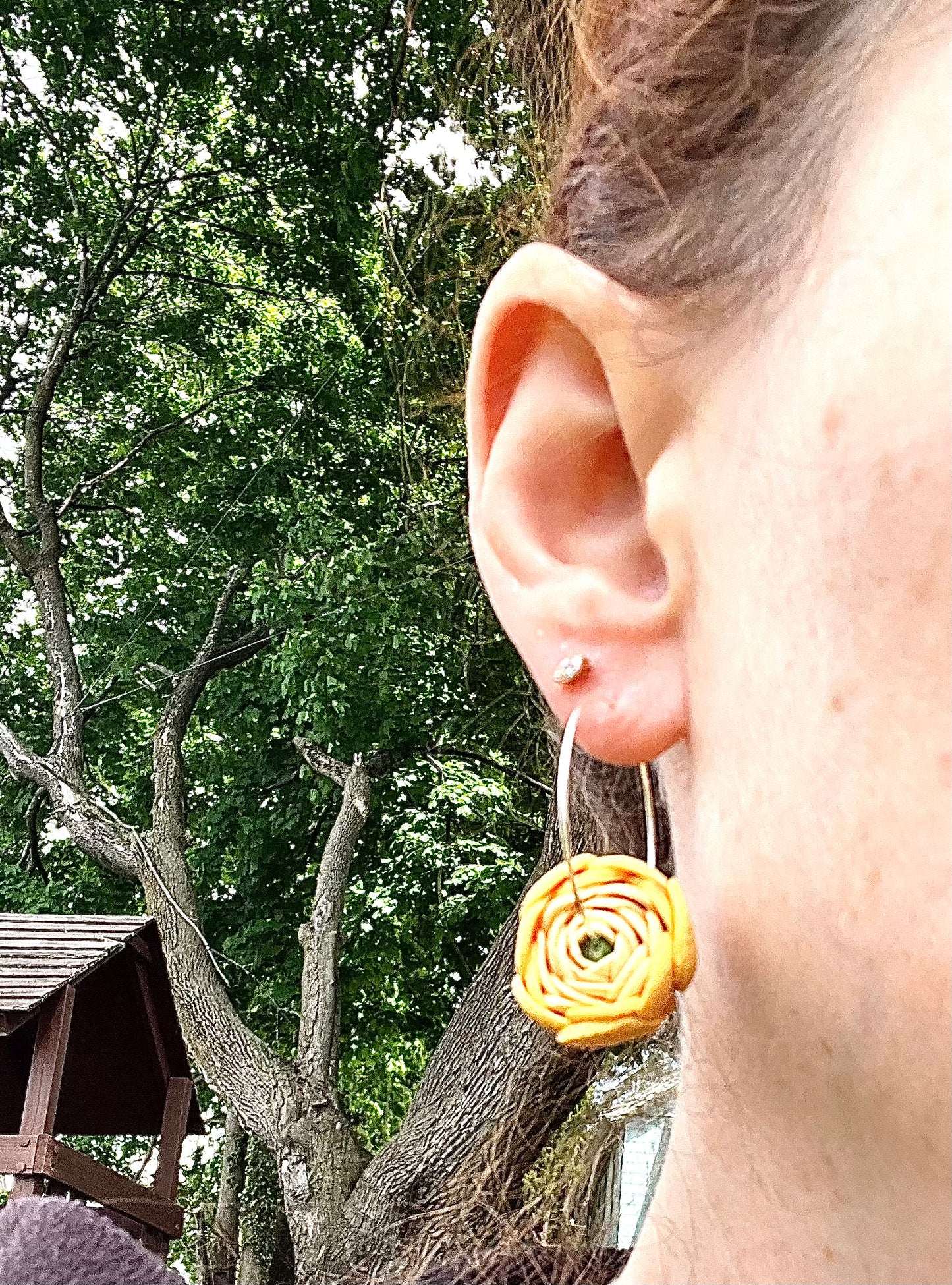 Purple Ranunculus Hoop Earrings