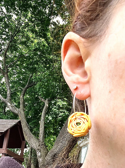 Purple Ranunculus Hoop Earrings