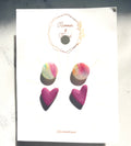 Matte Rainbow Circle & Magenta Heart Stud Earring Pack