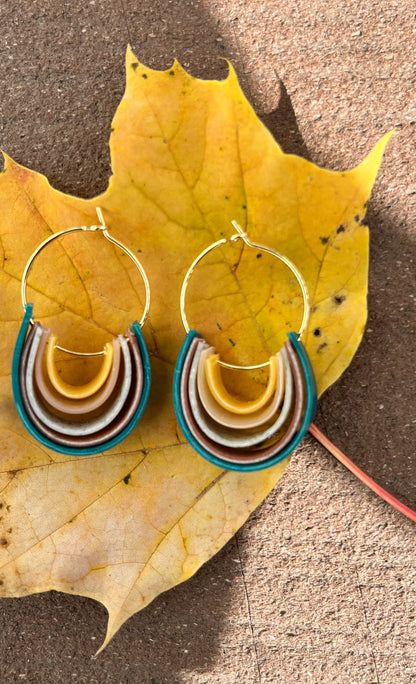 Teal Rainbow Hoop Earrings