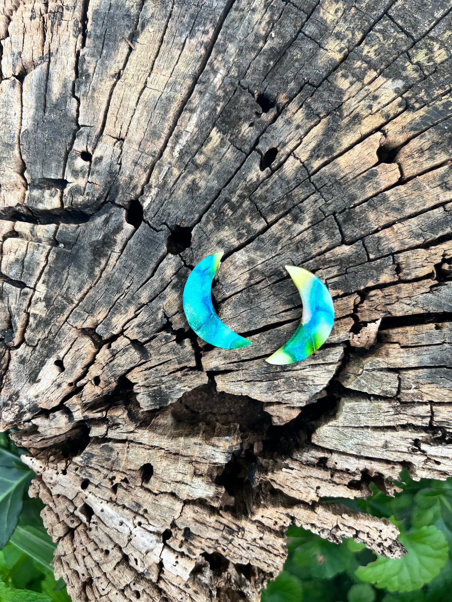 Watercolor Moon Studs