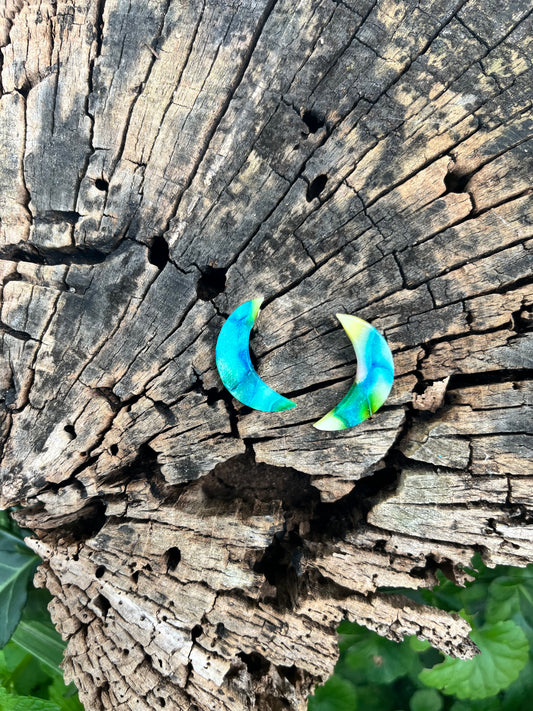 Watercolor Moon Studs