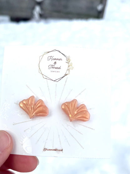 Rosy Golden Ginko Studs