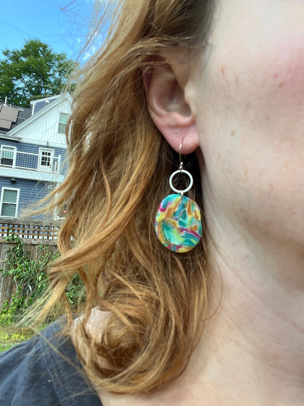 Confetti Medium Pebble and Circle Dangle Earrings