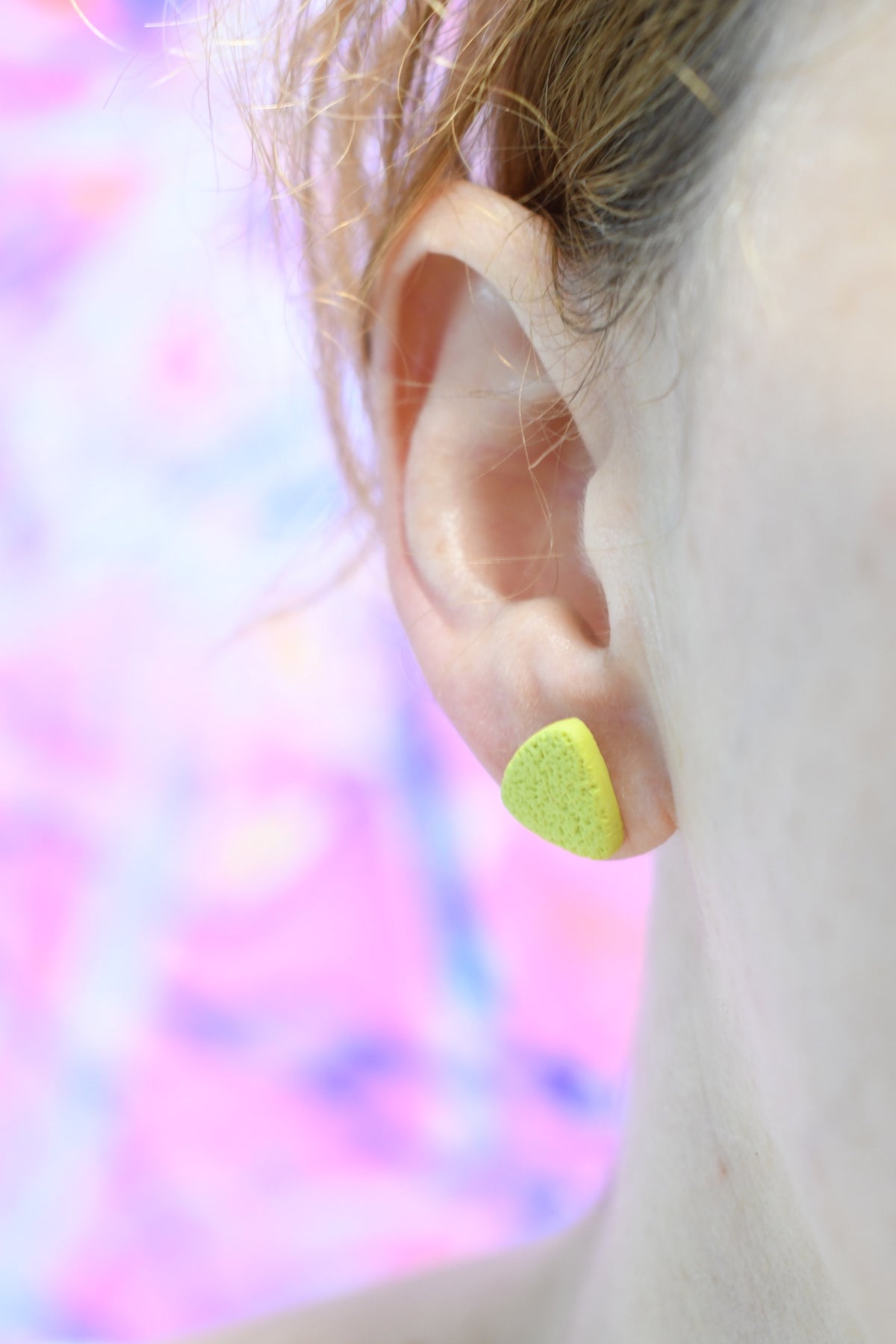 Rainbow Hexagon & Chartreuse Heart Stud Earring Pack