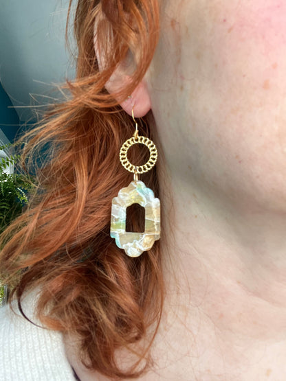 Aztec Faux Stone and Circle Dangle earrings