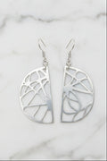 Hand-sawed abstract pattern sterling silver earrings — Hammer & Thread