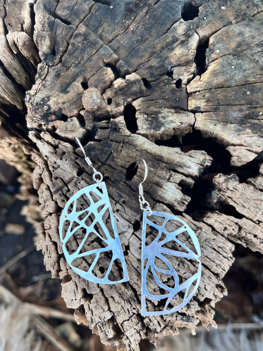 Hand-Sawed Abstract Pattern Sterling Silver Earrings