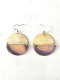 Purple Faux Agate & Brass Semi-Circle Dangles