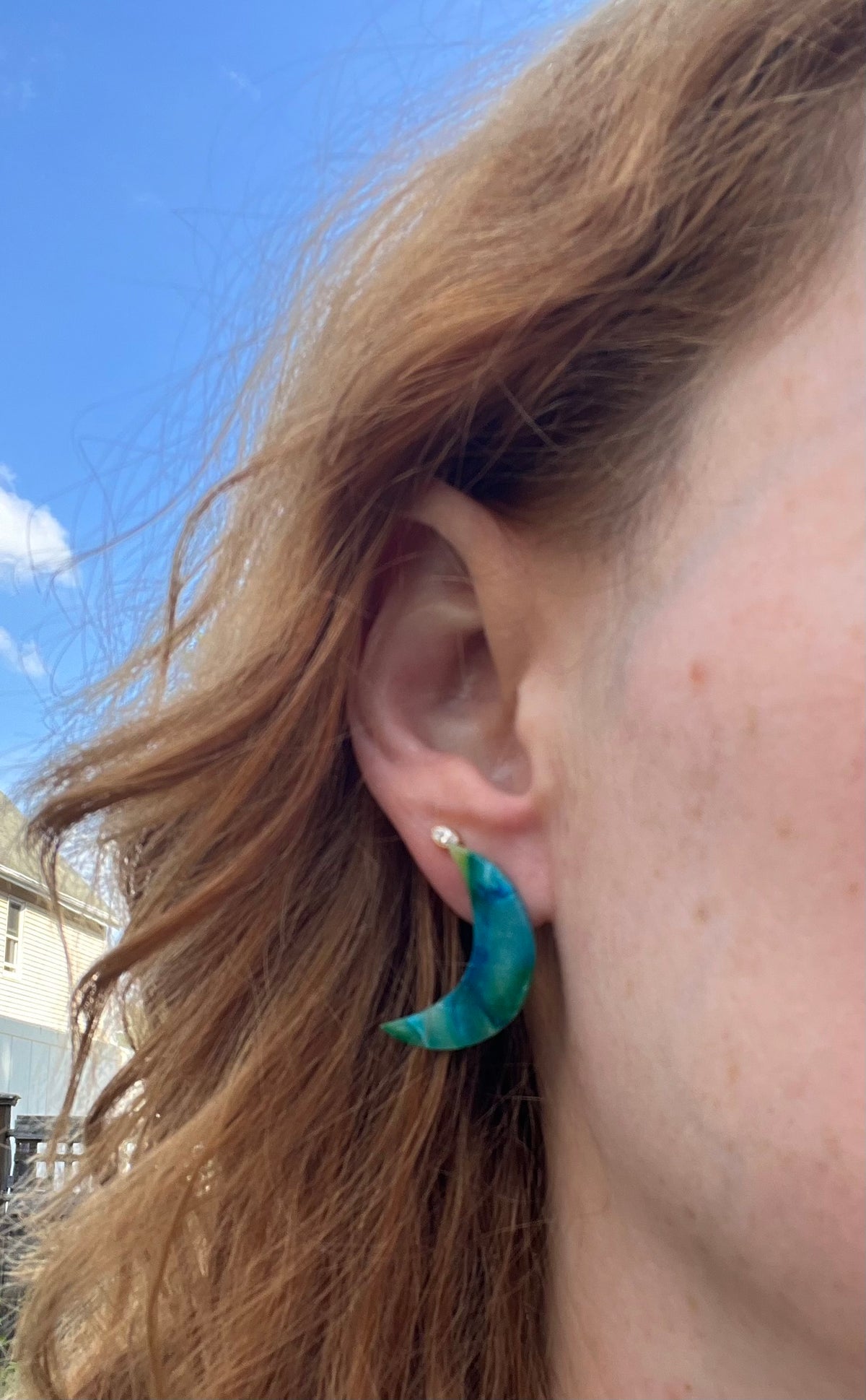 Watercolor Moon Studs