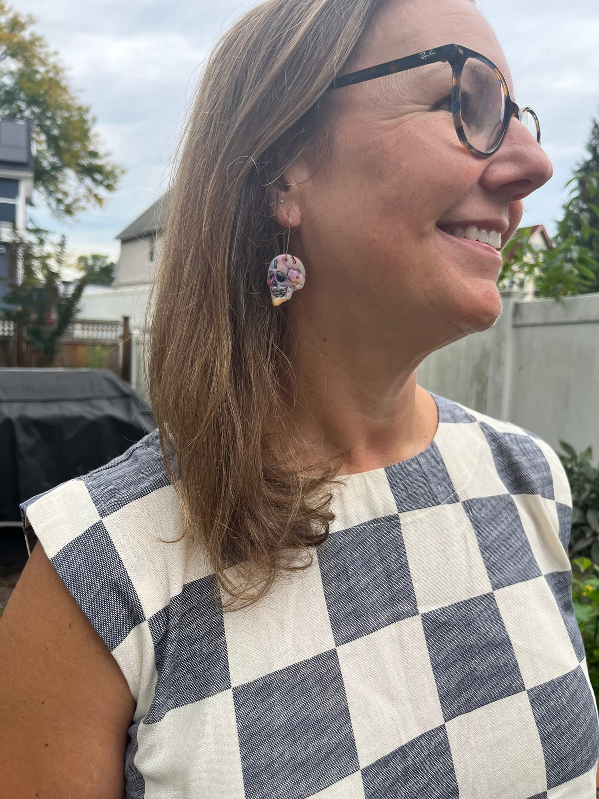 Rainbow Spooky Skull Earrings