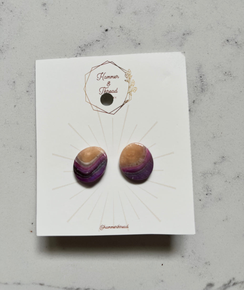 Purple Faux Agate Studs