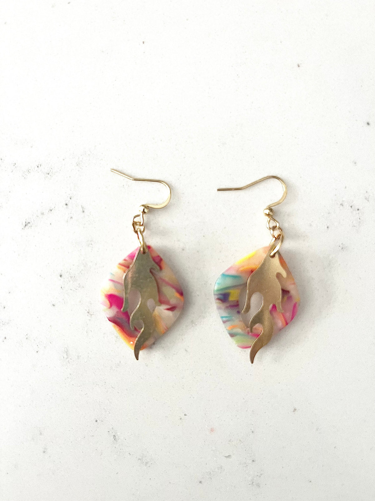 Rainbow Flame Dangle Earrings