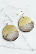 Natural Faux Agate and Brass Semi-Circle Dangles