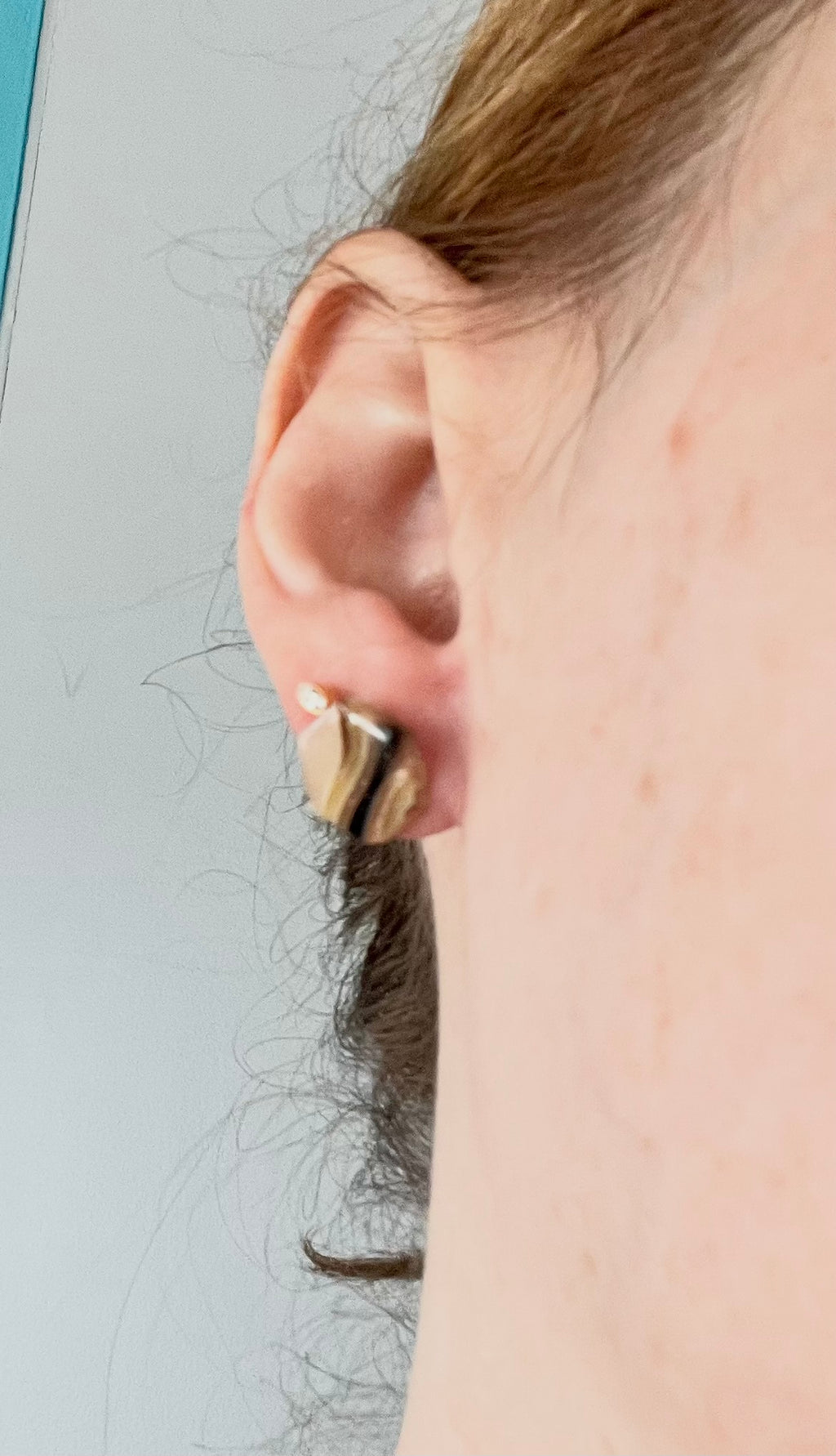 Neutral Faux Agate Hexagon Studs