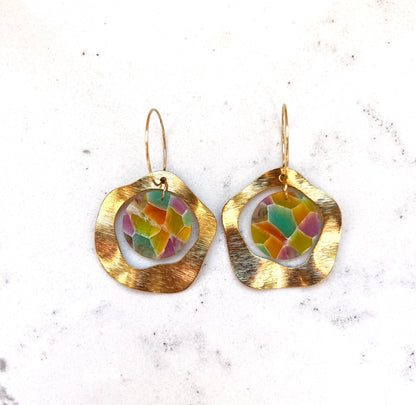 Sunlit Mosaic Dangle Hoop Earrings