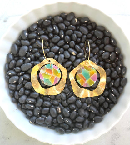 Sunlit Mosaic Dangle Hoop Earrings