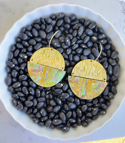 Yellow Ochre & Mint Marble Semi Circles