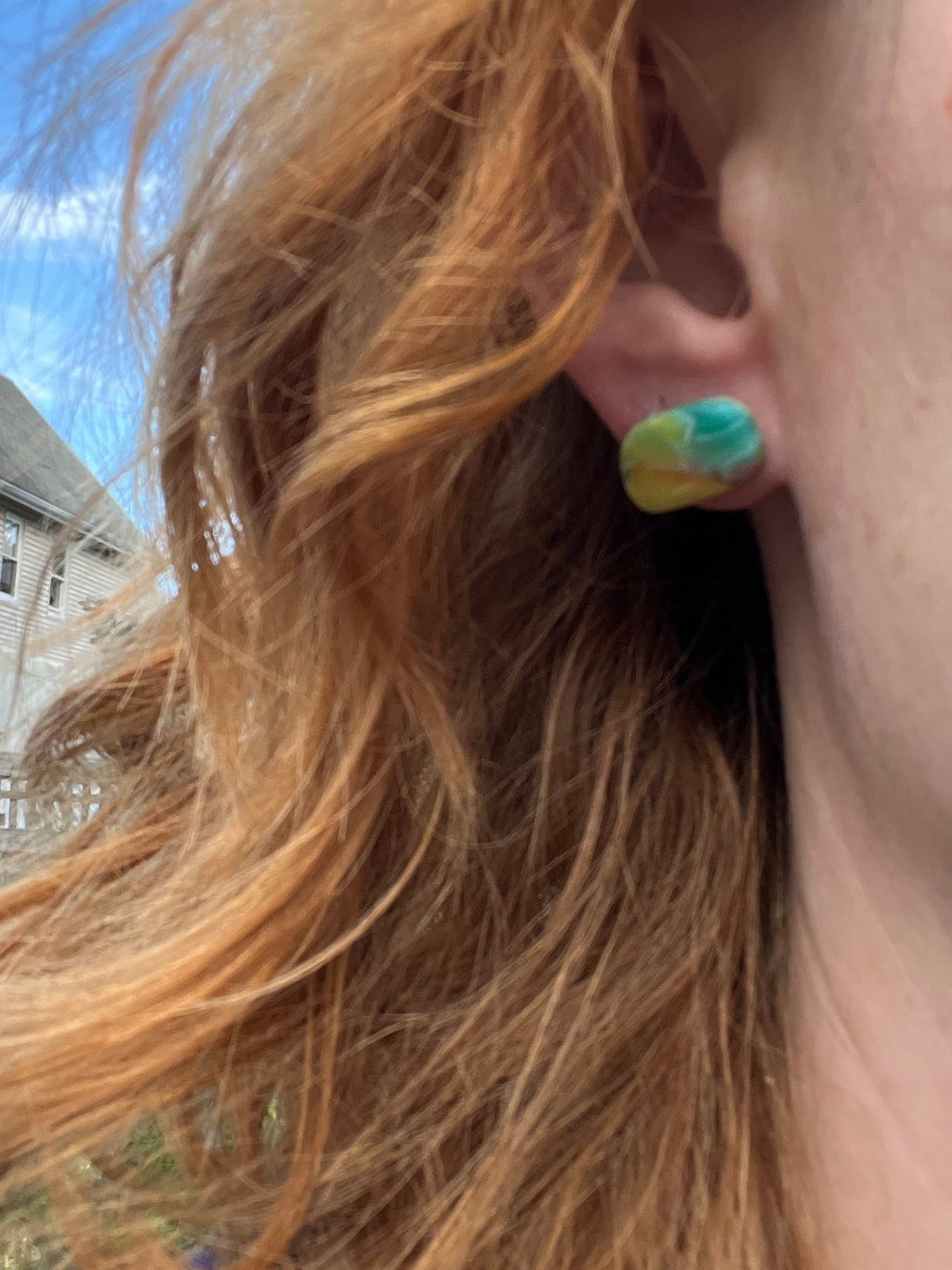 Rainbow Oval & Chartreuse Square Stud Earring Pack
