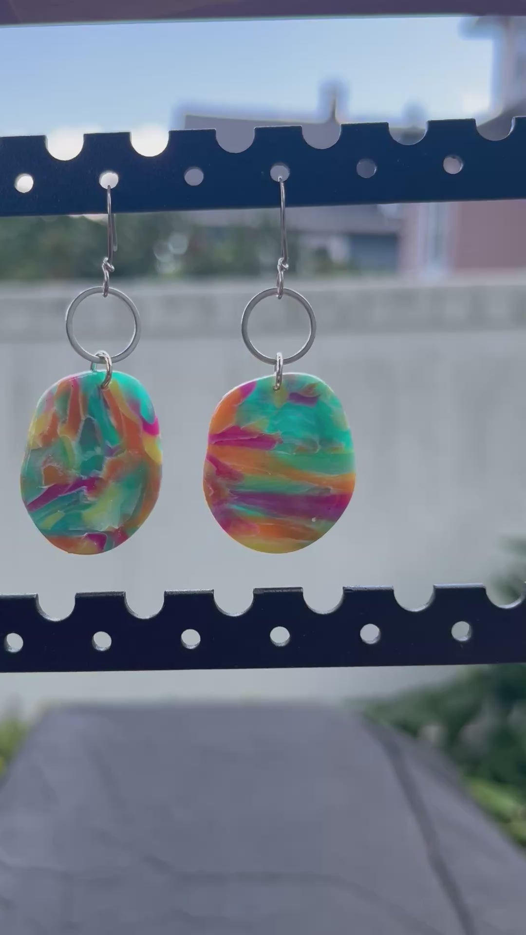 Confetti Medium Pebble and Circle Dangle Earrings