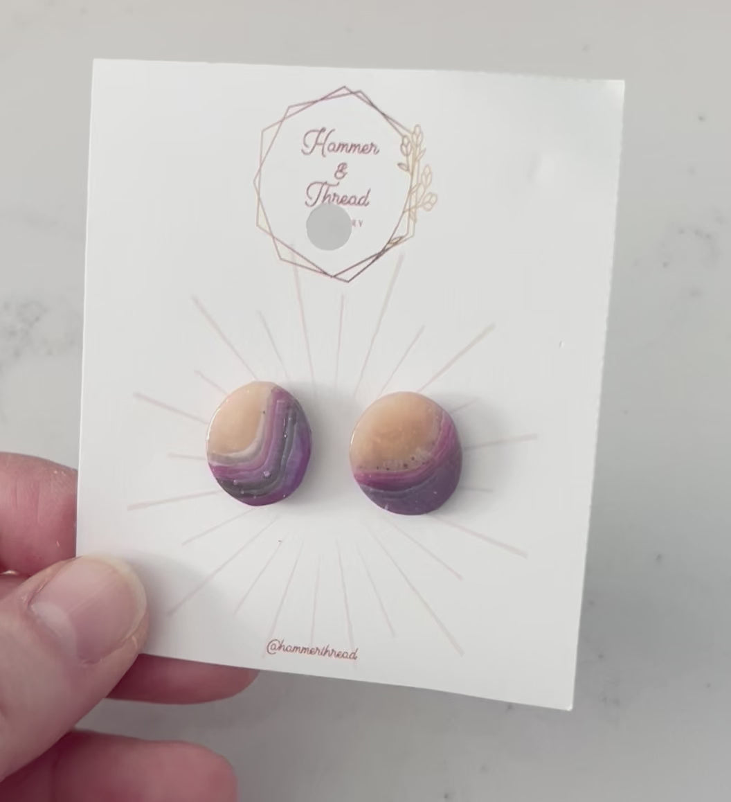 Purple Faux Agate Studs
