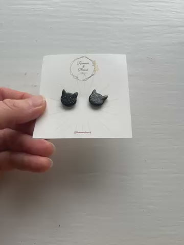 Black Cat Stud Earrings