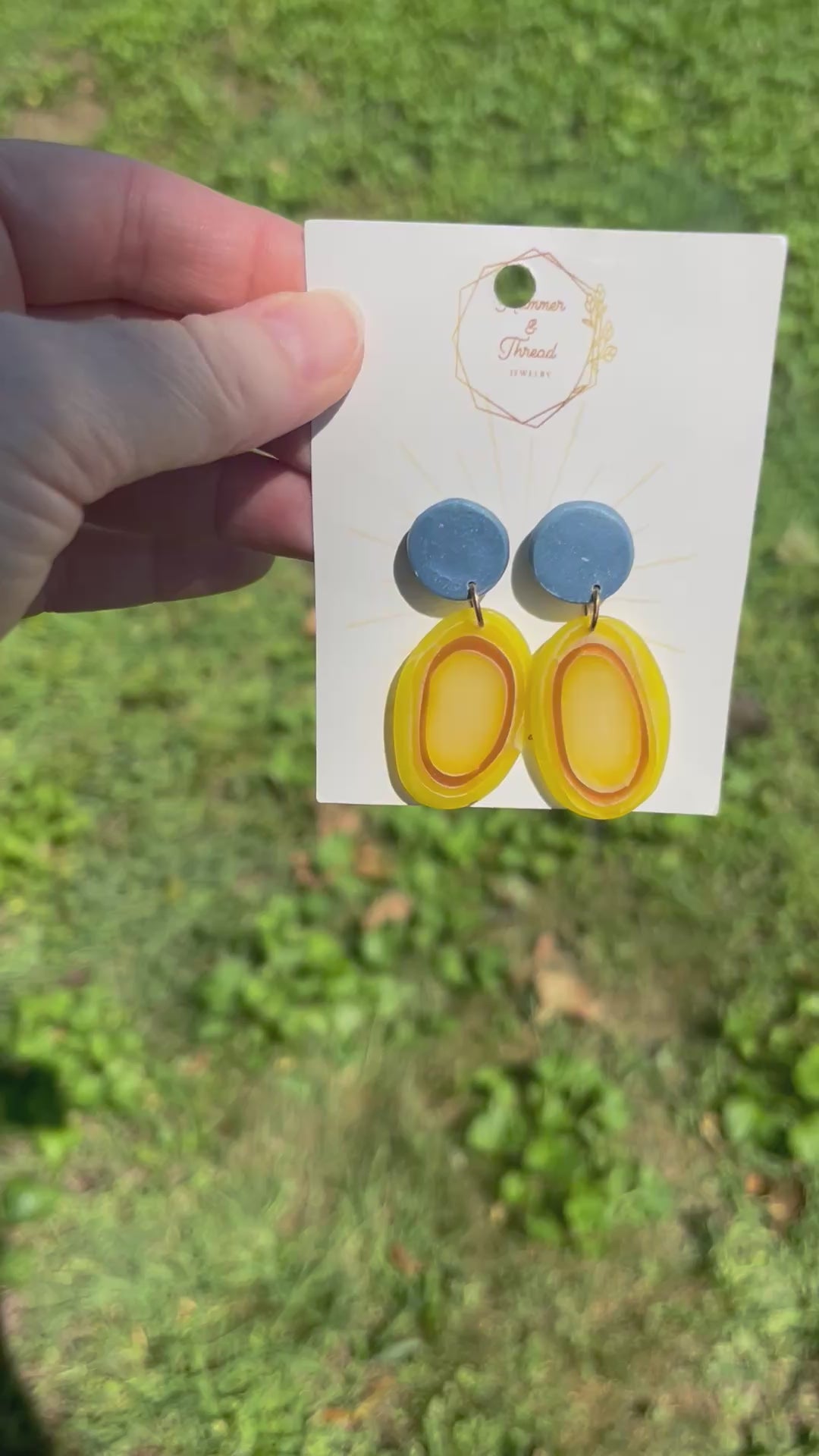 Faux Yellow Agate and Blue Dangles