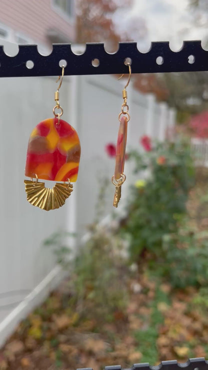 Autumn Mosaic Sunburst Dangle Earrings