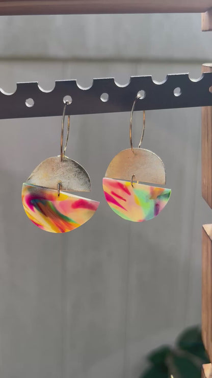 Rainbow Semi Circle Dangle Earrings
