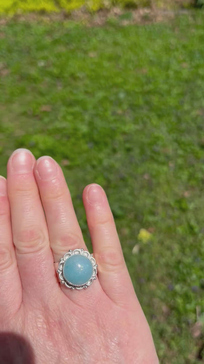 Small Faux Blue Opal Ring
