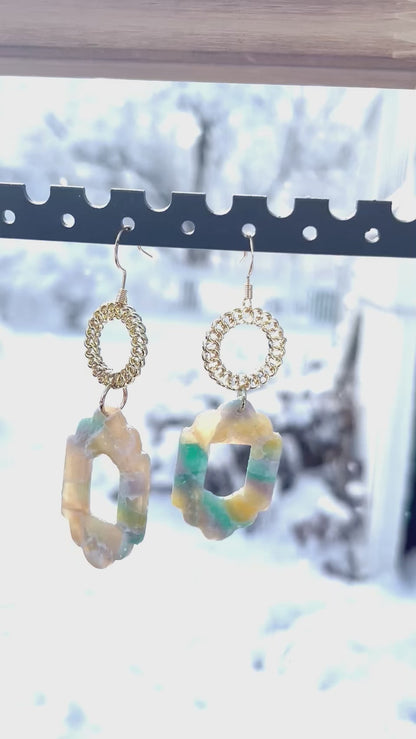 Aztec Faux Stone and Circle Dangle earrings