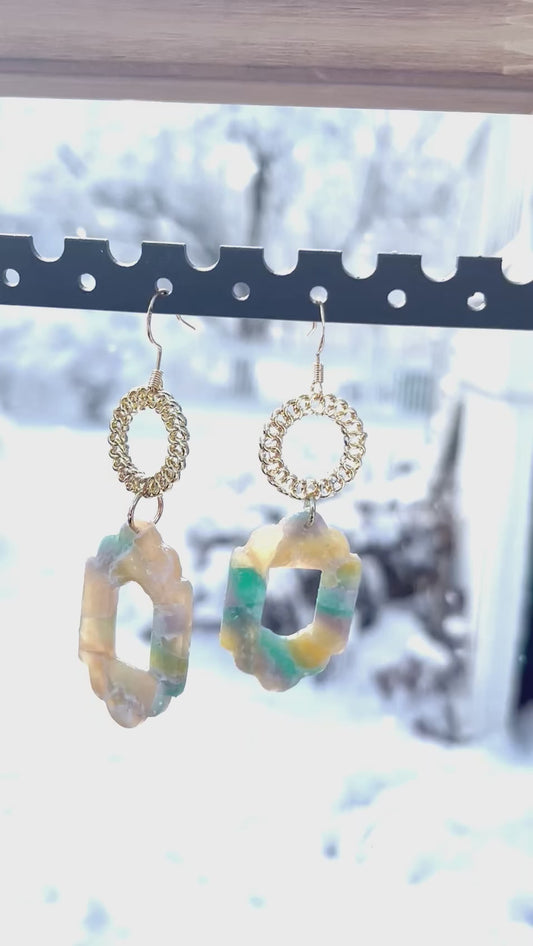 Aztec Faux Stone and Circle Dangle earrings