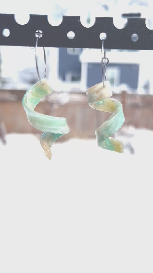 Pastel Aqua Swirl Earrings