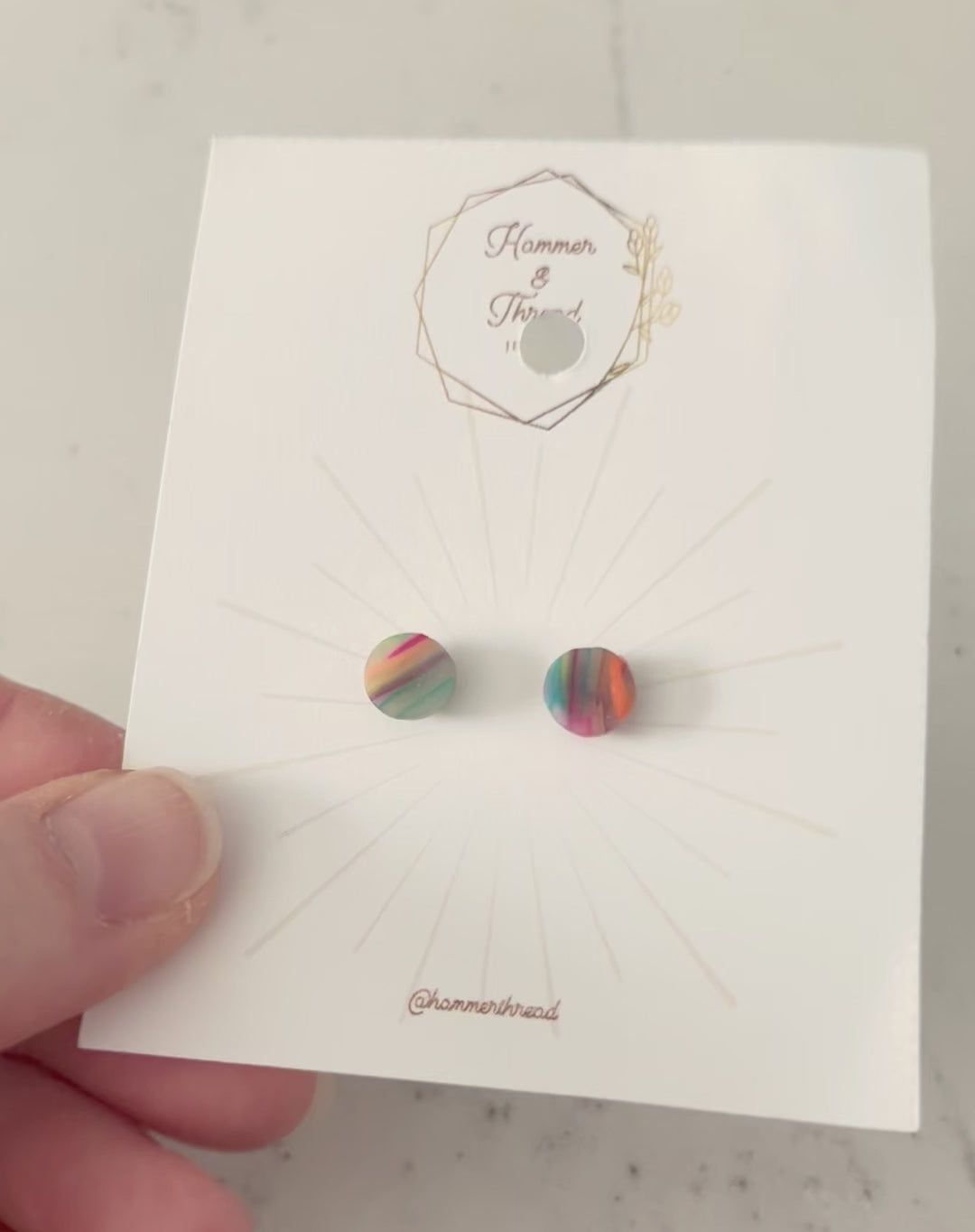 Micro Rainbow Circle Studs