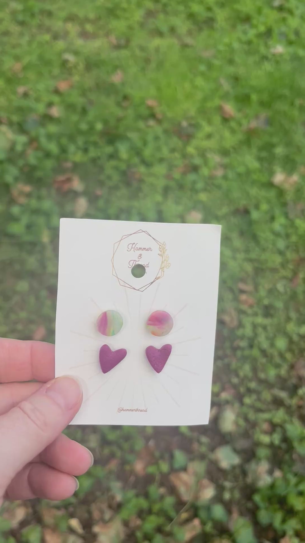 Matte Rainbow Circle & Magenta Heart Stud Earring Pack