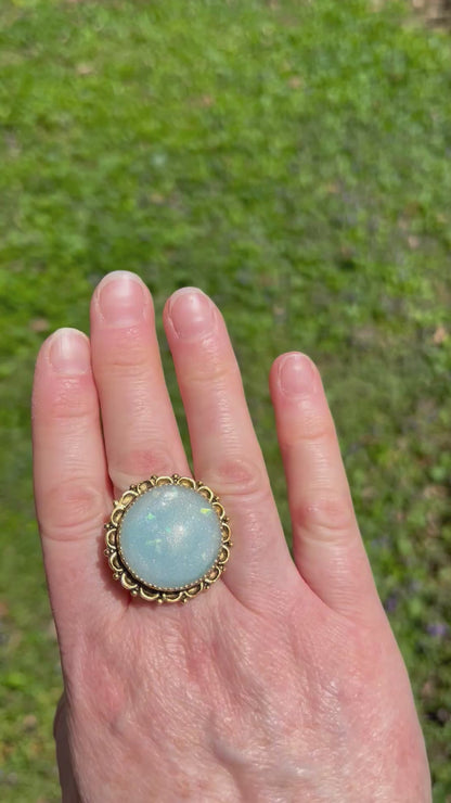 Blue Faux Large Opal Ring