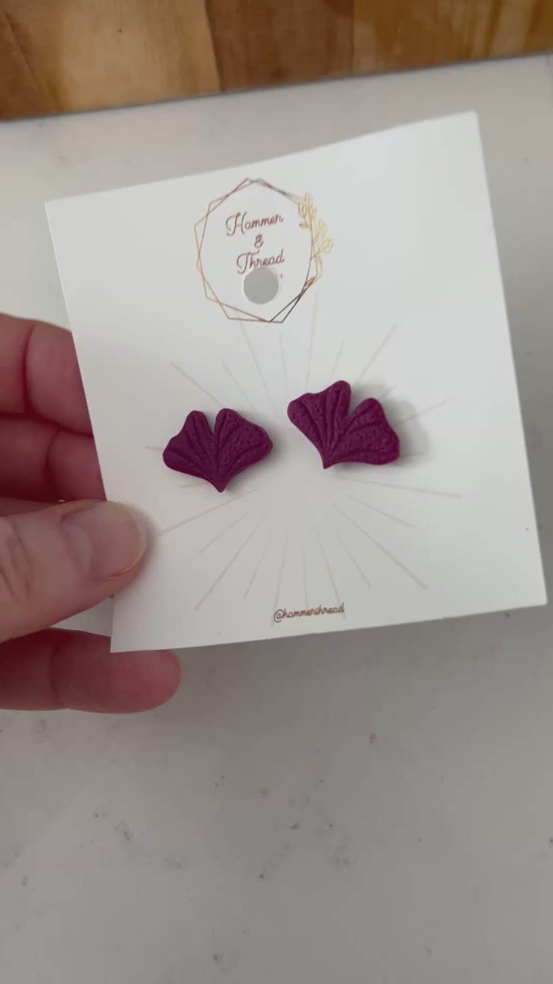 Magenta Gingko Leaf Studs